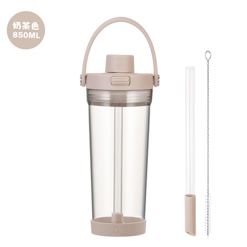 【限時購】麥果新款tritan吸管杯 850ml大孔徑可吸珍珠奶茶杯 一杯雙飲手提彈跳開蓋吸管手搖茶杯 車載環保隨行杯-規格圖8