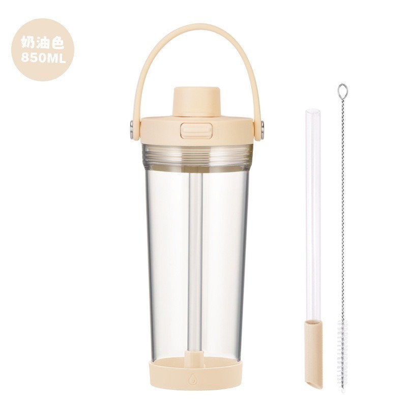【限時購】麥果新款tritan吸管杯 850ml大孔徑可吸珍珠奶茶杯 一杯雙飲手提彈跳開蓋吸管手搖茶杯 車載環保隨行杯-規格圖8