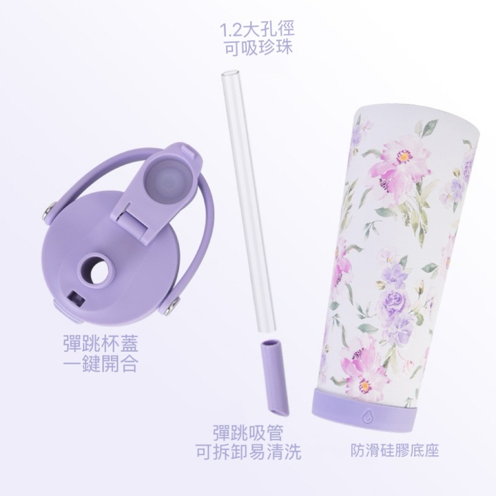 麥果 新款印花不鏽鋼內膽奶茶杯830ml不鏽鋼吸管杯可吸珍珠便攜彈跳保溫杯 手提休閒辦公保溫杯 戶外車載杯一鍵開蓋保溫杯-細節圖5