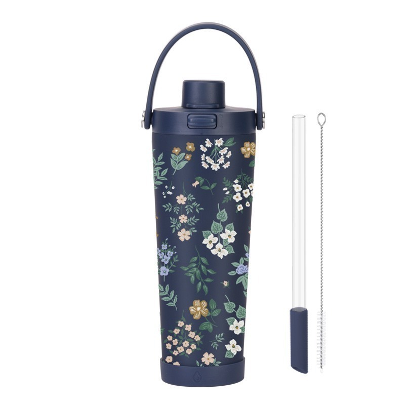 【限時購】麥果新款印花不鏽鋼內膽奶茶杯 830ml不鏽鋼吸管杯可吸珍珠便攜彈跳保溫杯 手提環保保溫車載杯一鍵開蓋保溫杯-規格圖9