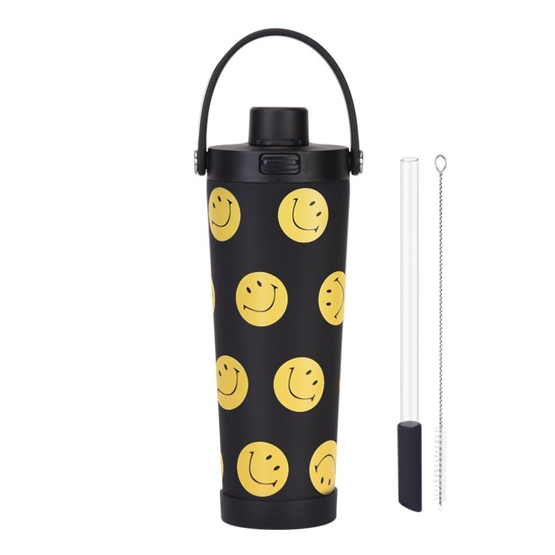 麥果 新款印花不鏽鋼內膽奶茶杯830ml不鏽鋼吸管杯可吸珍珠便攜彈跳保溫杯 手提休閒辦公保溫杯 戶外車載杯一鍵開蓋保溫杯-規格圖8