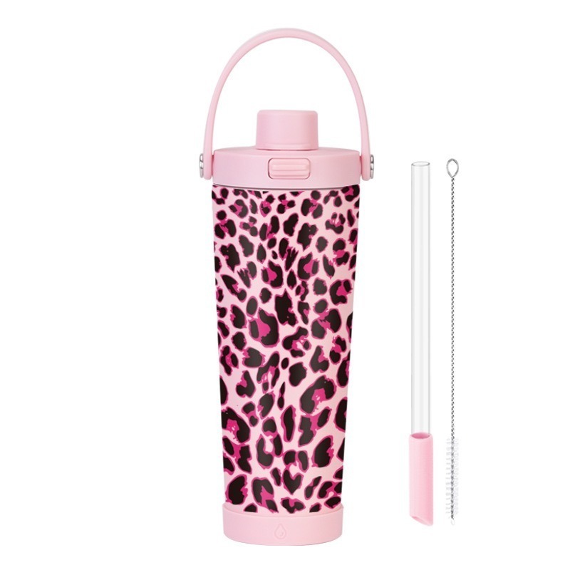 麥果 新款印花不鏽鋼內膽奶茶杯830ml不鏽鋼吸管杯可吸珍珠便攜彈跳保溫杯 手提休閒辦公保溫杯 戶外車載杯一鍵開蓋保溫杯-規格圖8