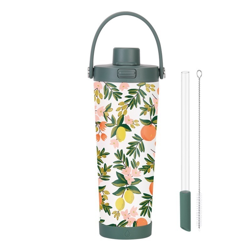 麥果 新款印花不鏽鋼內膽奶茶杯830ml不鏽鋼吸管杯可吸珍珠便攜彈跳保溫杯 手提休閒辦公保溫杯 戶外車載杯一鍵開蓋保溫杯-規格圖8