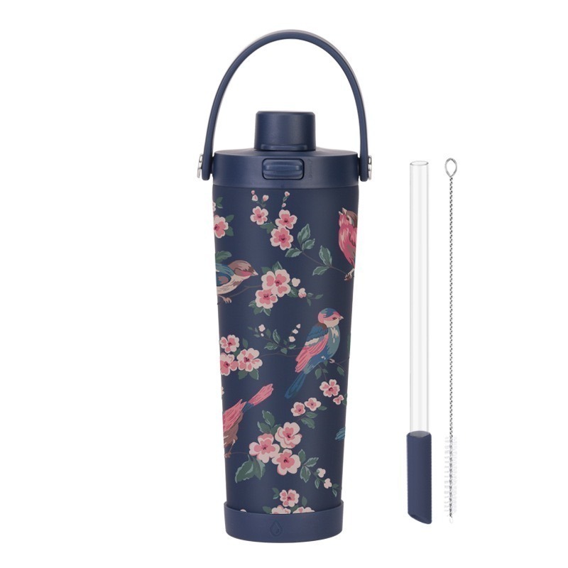 【限時購】麥果新款印花不鏽鋼內膽奶茶杯 830ml不鏽鋼吸管杯可吸珍珠便攜彈跳保溫杯 手提環保保溫車載杯一鍵開蓋保溫杯-規格圖9