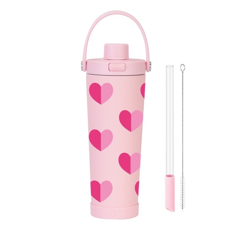 麥果 新款印花不鏽鋼內膽奶茶杯830ml不鏽鋼吸管杯可吸珍珠便攜彈跳保溫杯 手提休閒辦公保溫杯 戶外車載杯一鍵開蓋保溫杯-規格圖8