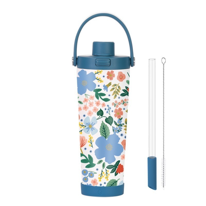 麥果 新款印花不鏽鋼內膽奶茶杯830ml不鏽鋼吸管杯可吸珍珠便攜彈跳保溫杯 手提休閒辦公保溫杯 戶外車載杯一鍵開蓋保溫杯-規格圖8