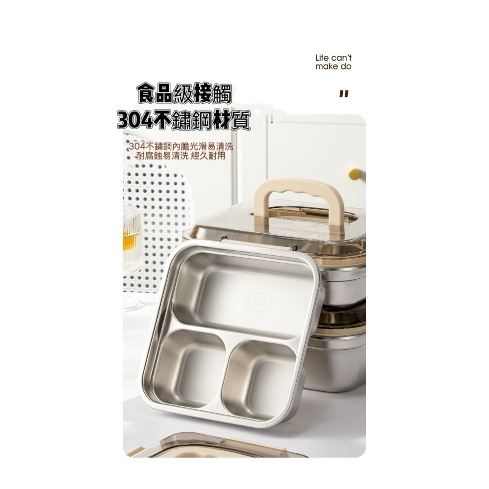 【限時購】304不鏽鋼分格帶手提保鮮盒 密封防漏透明可視不鏽鋼餐盒 可微波爐加熱 可速凍保鮮盒 可堆疊收納不鏽鋼保鮮盒-細節圖6