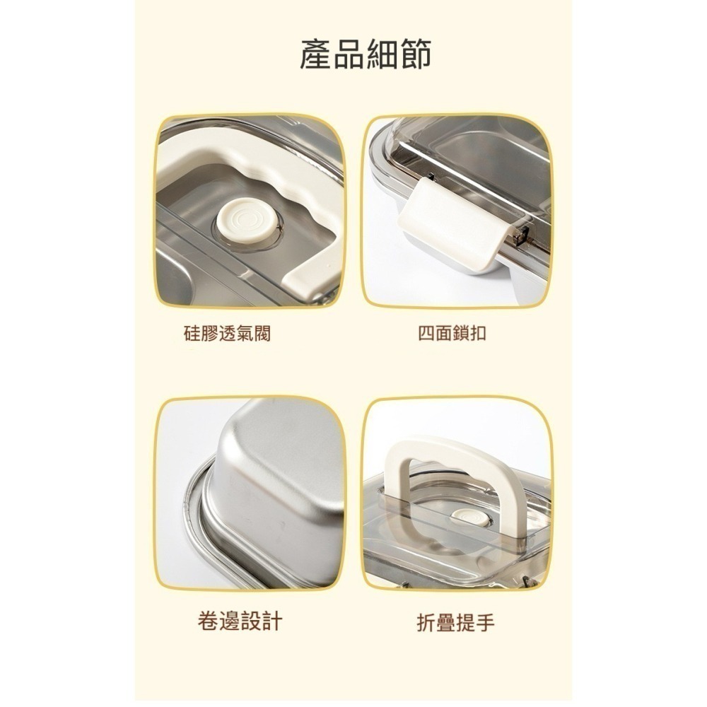 【限時購】304不鏽鋼分格帶手提保鮮盒 密封防漏透明可視不鏽鋼餐盒 可微波爐加熱 可速凍保鮮盒 可堆疊收納不鏽鋼保鮮盒-細節圖9
