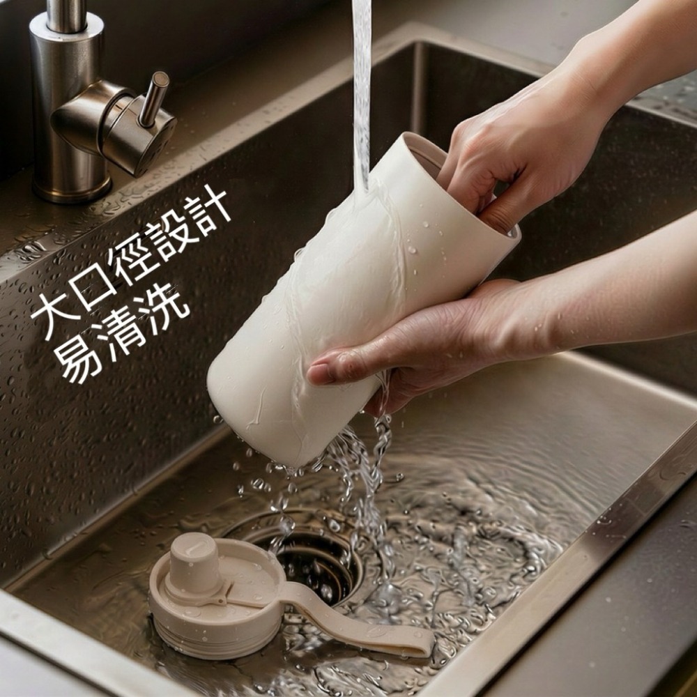 新款 陶瓷涂層內膽不鏽鋼保溫杯850ml 大容量咖啡杯一杯雙飲 附硅膠提手 便攜戶外運動水杯車載杯 辦公休閒保溫杯-細節圖3