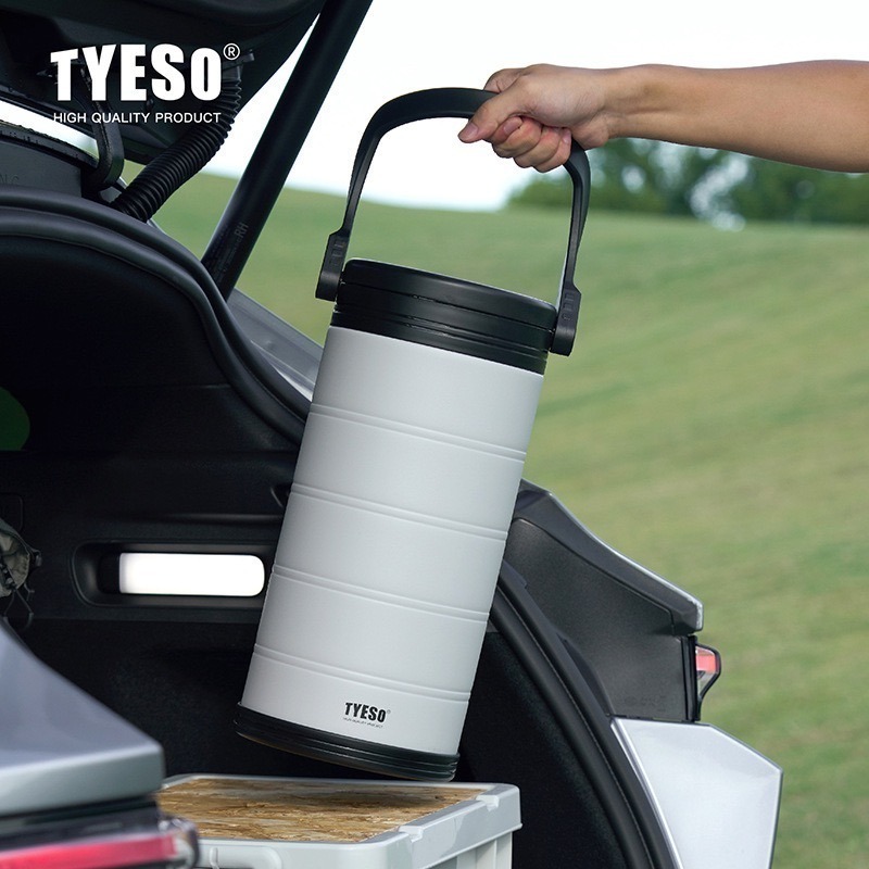 新品TYESO大容量不鏽鋼保溫桶5L/6.6L大容量冰桶戶外便攜式可折叠提手保冷壺 大容量車載露營旅行保溫保冷壺 冰塊桶-細節圖6