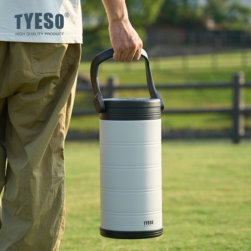 新品TYESO大容量不鏽鋼保溫桶5L/6.6L大容量冰桶戶外便攜式可折叠提手保冷壺 大容量車載露營旅行保溫保冷壺 冰塊桶-細節圖7