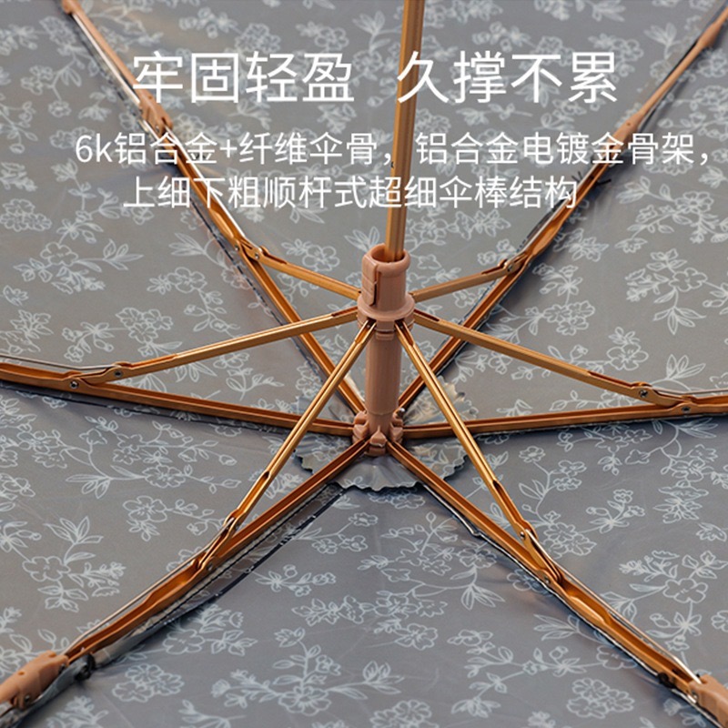 113G金膠碎花超輕鉛筆傘 防紫外線 防曬太陽傘 小巧便攜晴雨傘 高顏值羽毛傘 小巧便攜遮陽傘創意太陽傘-細節圖5