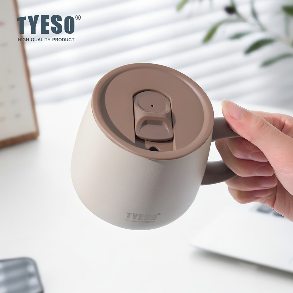 TYESO 新品 泰碩大肚馬克杯陶瓷內膽355ml 304不鏽鋼保溫杯高顏值陶瓷涂層內膽咖啡杯 帶蓋高顏值茶杯咖啡杯-細節圖2