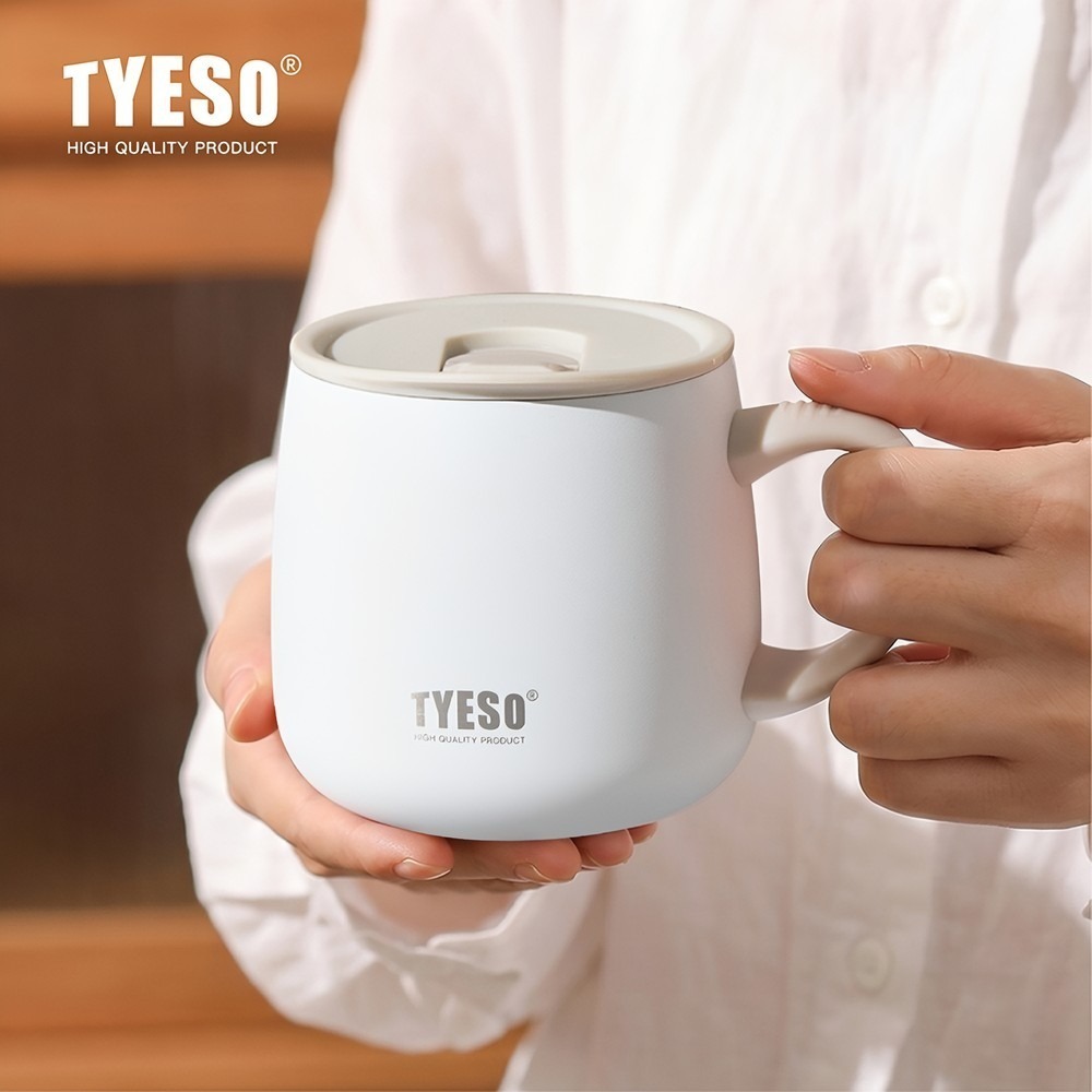 TYESO 新品 泰碩大肚馬克杯陶瓷內膽355ml 304不鏽鋼保溫杯高顏值陶瓷涂層內膽咖啡杯 帶蓋高顏值茶杯咖啡杯-細節圖3