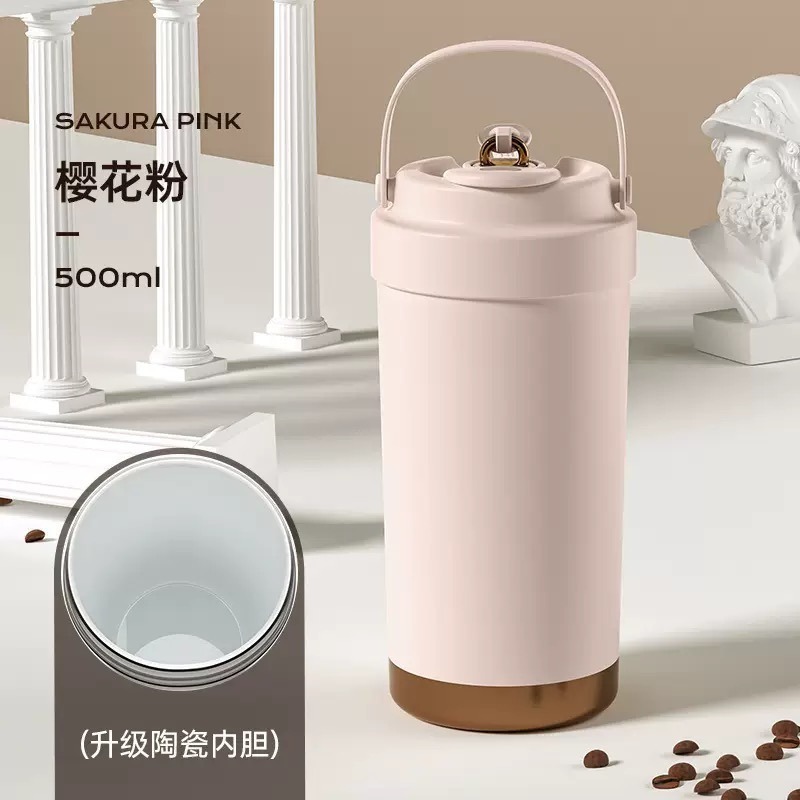 【限時購】三飲式陶瓷內膽保溫杯 500ml/750ml不鏽鋼咖啡杯 手提陶瓷塗層環保隨行杯 附吸管保溫咖啡杯 車載杯-規格圖10