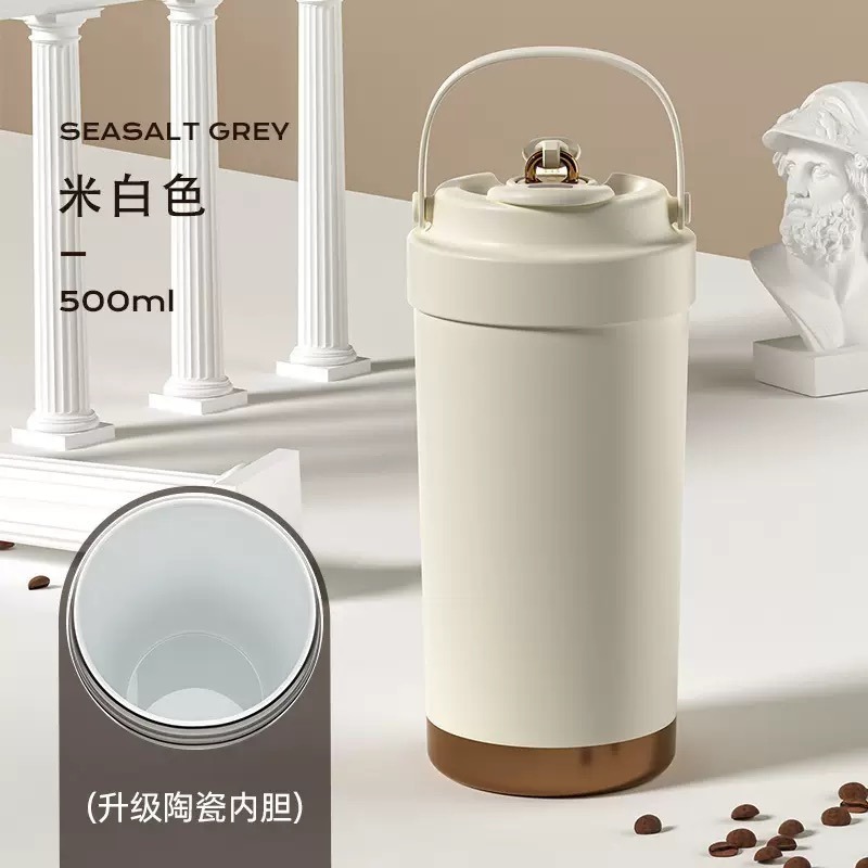 【限時購】三飲式陶瓷內膽保溫杯 500ml/750ml不鏽鋼咖啡杯 手提陶瓷塗層環保隨行杯 附吸管保溫咖啡杯 車載杯-規格圖10