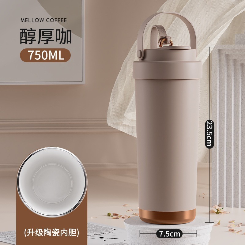 【限時購】三飲式陶瓷內膽保溫杯 500ml/750ml不鏽鋼咖啡杯 手提陶瓷塗層環保隨行杯 附吸管保溫咖啡杯 車載杯-規格圖10
