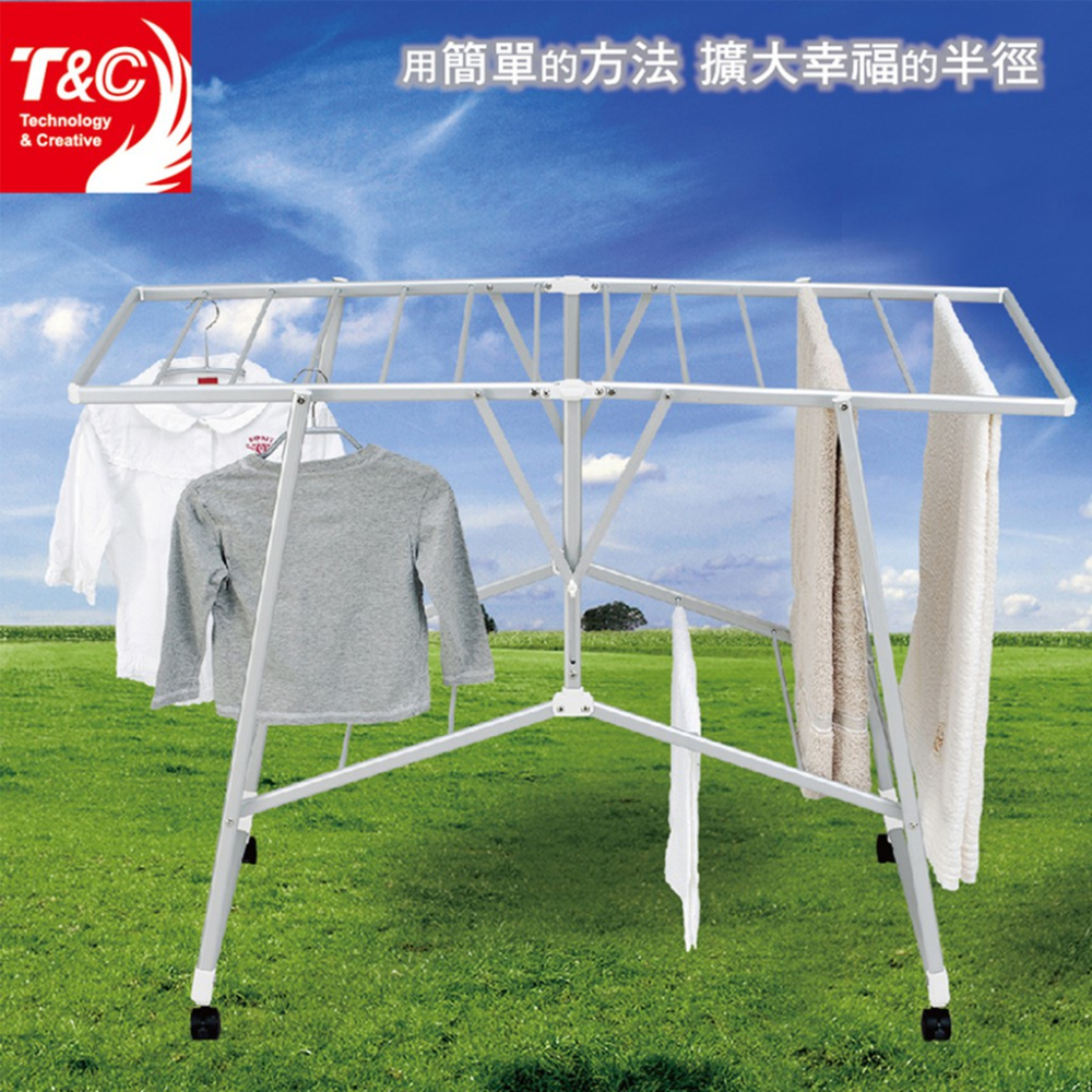 台灣製造T&C專利ONE-TOUCH曬衣架 AE-7718 一秒收納頂級輕量化鼎王掛衣架DINWANG鋁合金晒衣架晾衣架-細節圖2