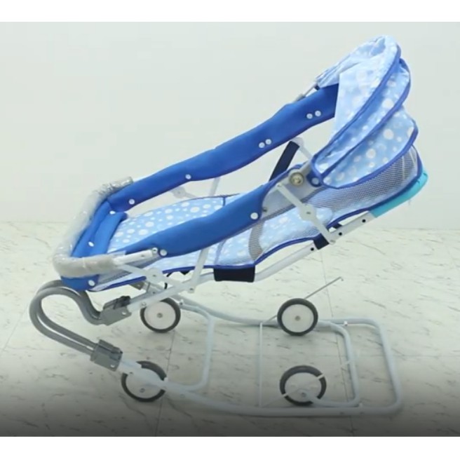 臺灣製造雙管加寬彈搖椅(含蚊帳) BabyBaBe 668A 三用搖椅/安撫搖椅 天空藍/卡其色-細節圖5