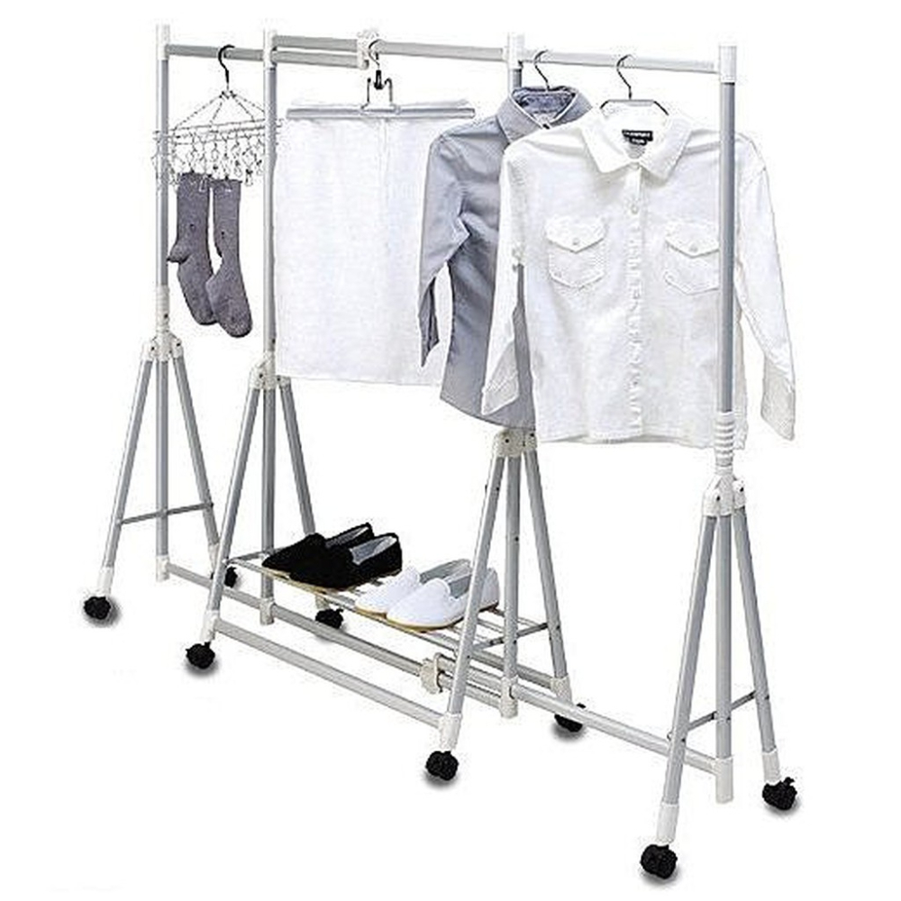 T&C; 7723天上野日式專利三段式曬衣架ONE TOUCH晾衣架掛衣晾鞋都方便伸縮收納-細節圖2