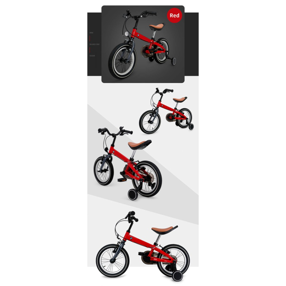 德國BMW原廠正版授權兒童自行車前後輪避震防滑充氣胎14吋單車14＂兒童腳踏車 附反光鏡、車鈴及輔助輪 紅色藍色雙色可選-細節圖6