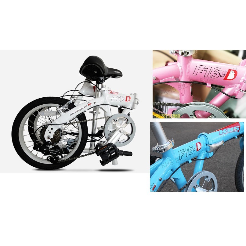 限量特價功學社KHS鋁合金 F16-D 折疊車16吋 6折疊腳踏車小折小摺摺疊車f16d粉紅色白色黃色藍色童車F16 D-細節圖3