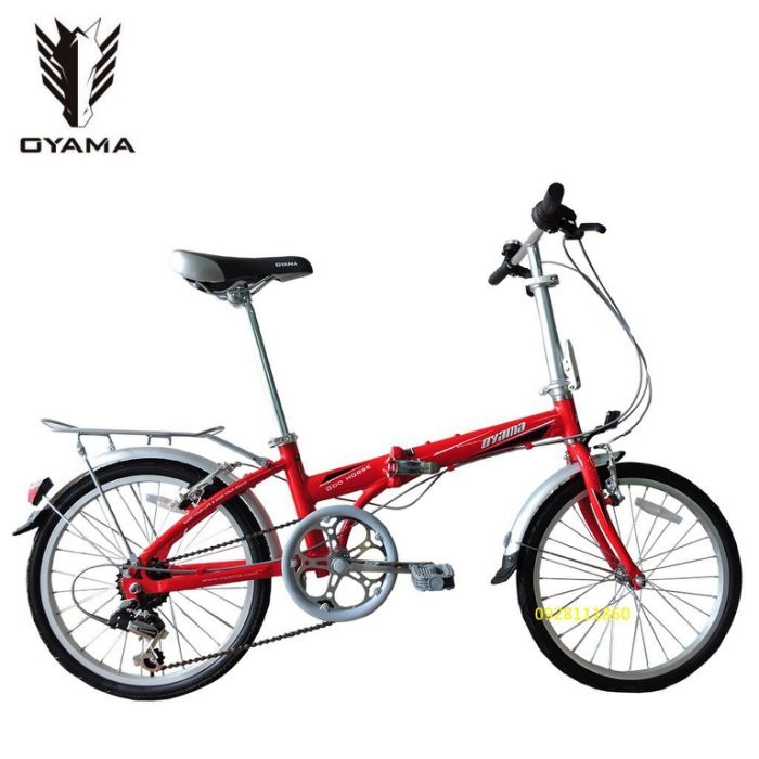 歐亞馬OYAMA 20吋6段式鋁合金折疊車折疊腳踏車小折小摺GOD HORSE神馬 M100-R1(紅黑白)-細節圖6