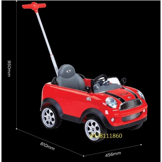 BMW原廠授權Mini Coopers握把四輪後控助步車紅色手推車後推桿Mini Cooper腳行車學步車嚕嚕車玩具車-細節圖4