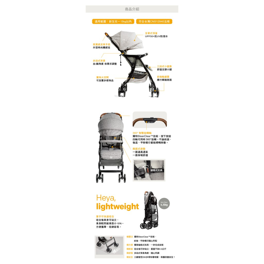 奇哥JOIE送雨罩蚊帳 fluri drift 橫輕巧x磁吸扣手推車JBB20200A黑色JBB20200D灰色嬰兒車-細節圖3