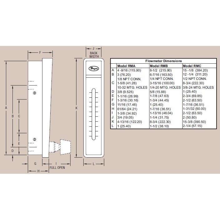 Dwyer 流量計 水 空氣 浮子式 流量計 RMC 面積式 RMA RMB液體 氣體 AIR 流體Flowmeter-細節圖3