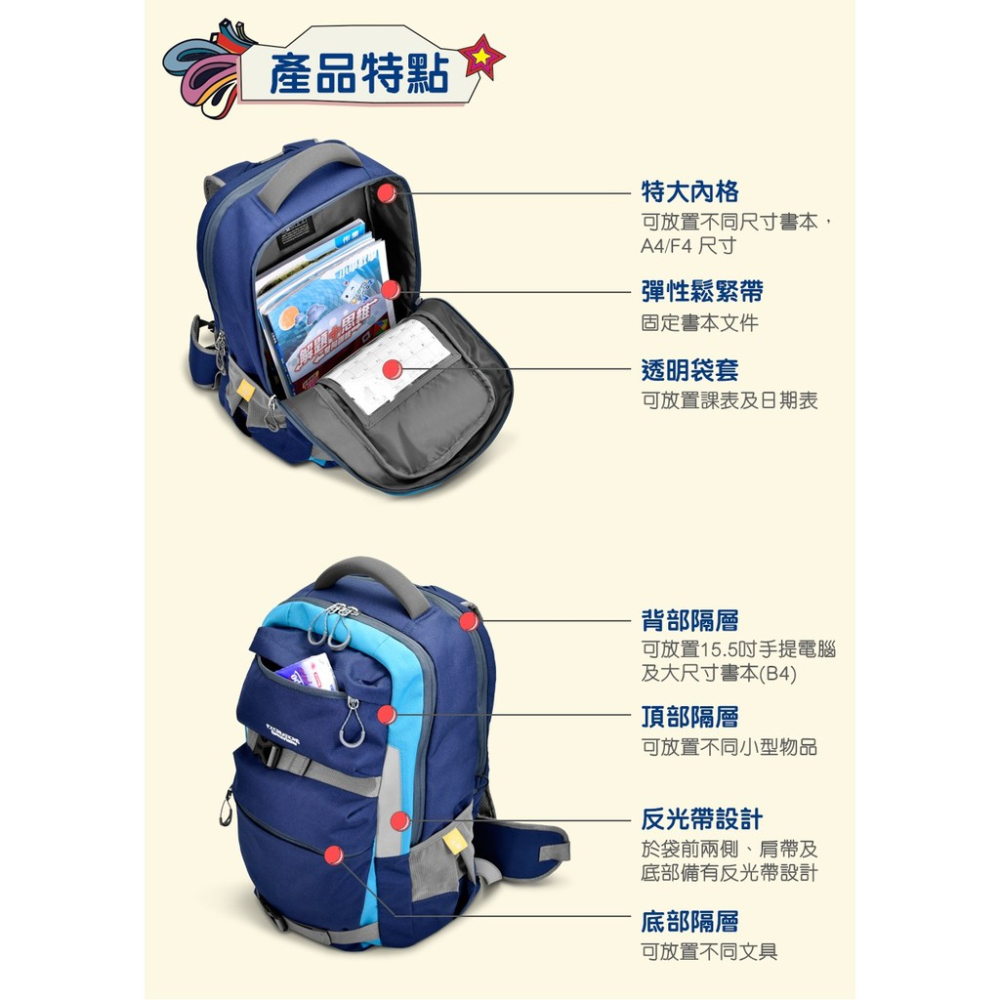 FX Creations另送贈品附保卡6年保固AGS回彈減壓系統魔幻藍SNA69897A-98兒童書包(大)夢幻紫-細節圖3