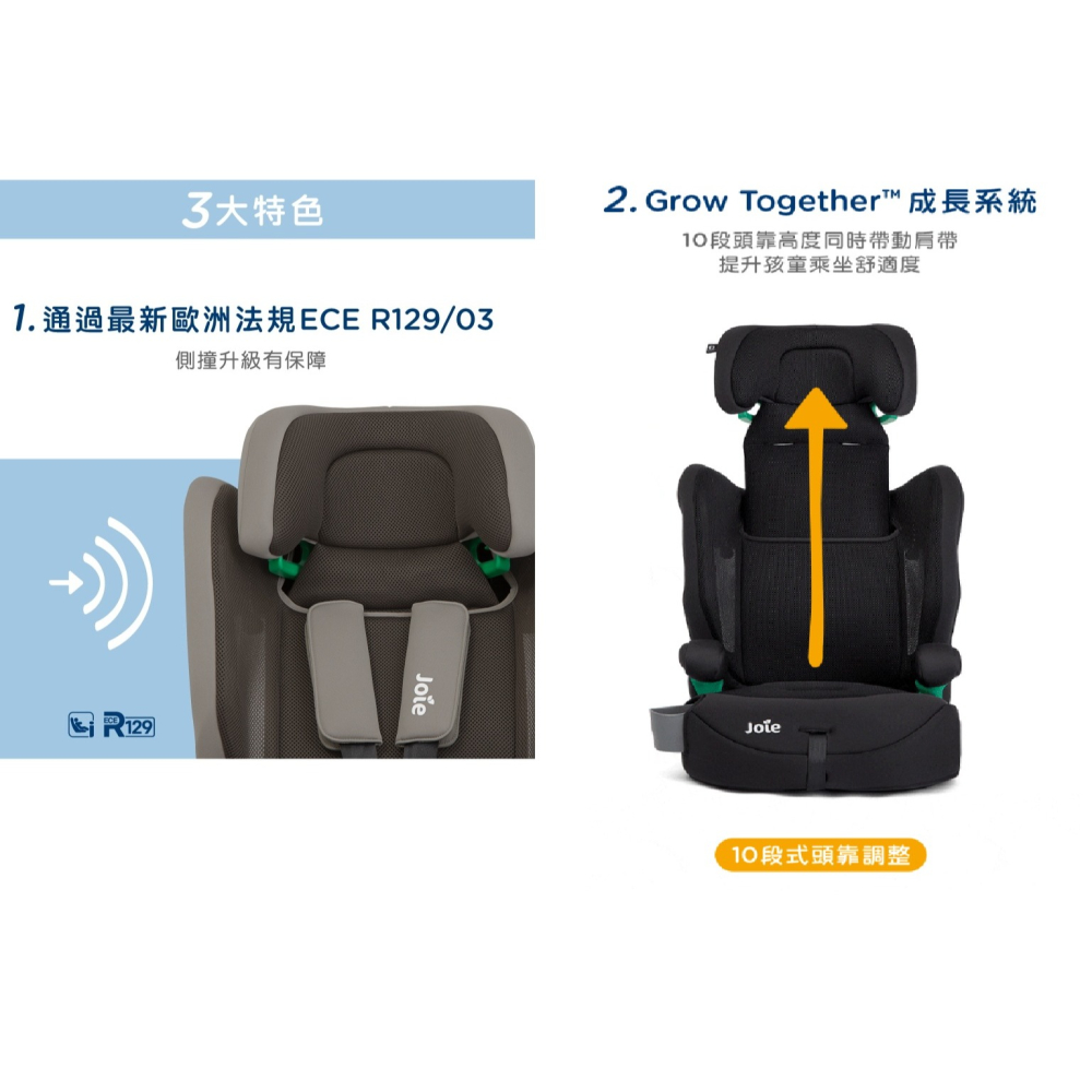 奇哥 Joie elevate™ R129 2-12歲成長型汽座 安全座椅 安全汽座 成長型汽車安全座椅JBD10900-細節圖6