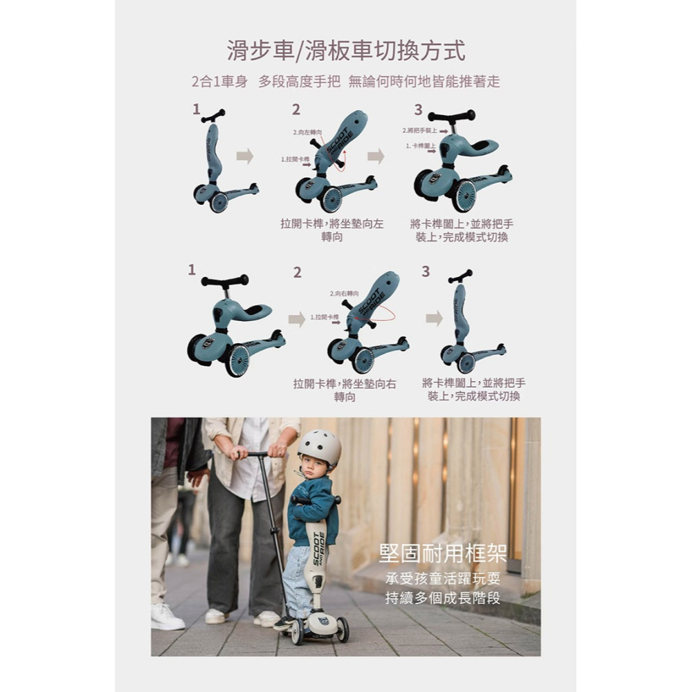 送護具 後推桿 奧地利 Scoot & ride Highwaykick 1 Push&Go 2合1滑步滑板車 滑步車-細節圖6