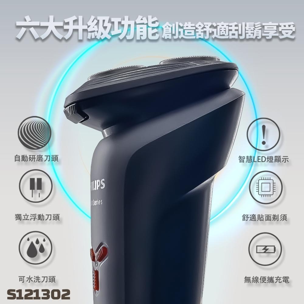 【熱銷款】飛利浦 S1213 電動刮鬍刀 智能貼面剃鬚 舒適貼面不拉扯 CP 值最高入門款 初學者最推款 送禮不失手-細節圖2