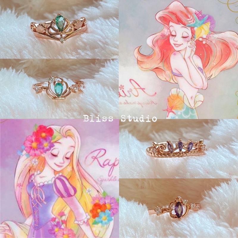 925銀玫瑰金公主戒指五彩鑽石皇冠鑽戒 開口式五色 白雪公主小美人魚愛麗兒樂佩灰姑娘貝兒-細節圖4