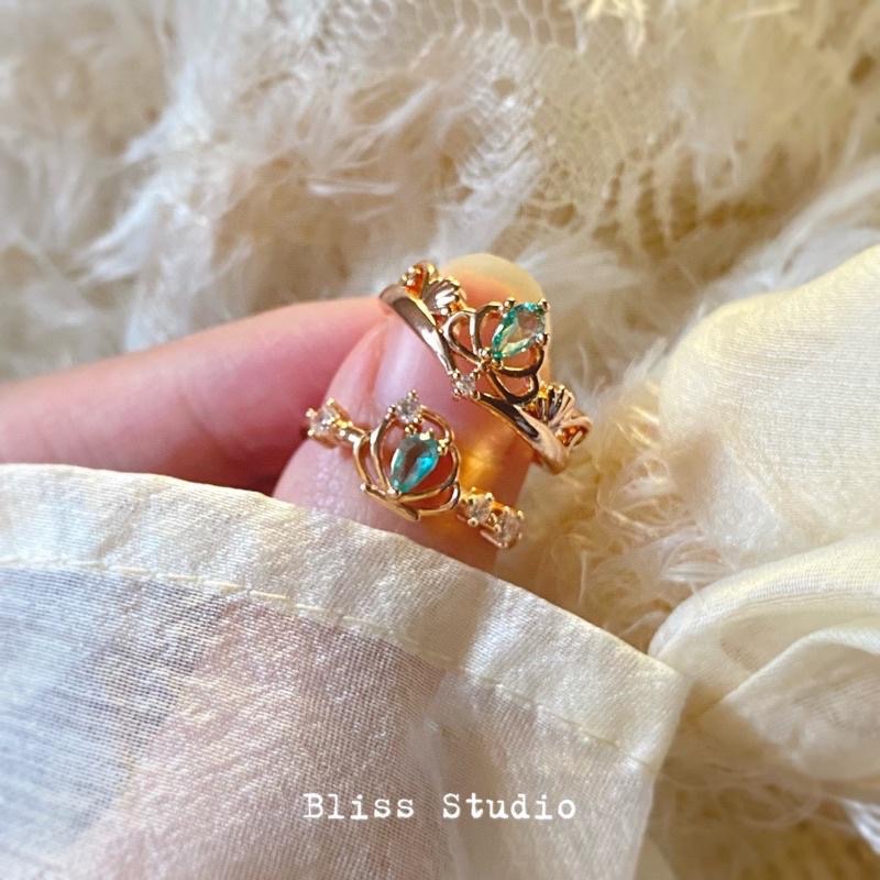 925銀玫瑰金公主戒指五彩鑽石皇冠鑽戒 開口式五色 白雪公主小美人魚愛麗兒樂佩灰姑娘貝兒-細節圖6