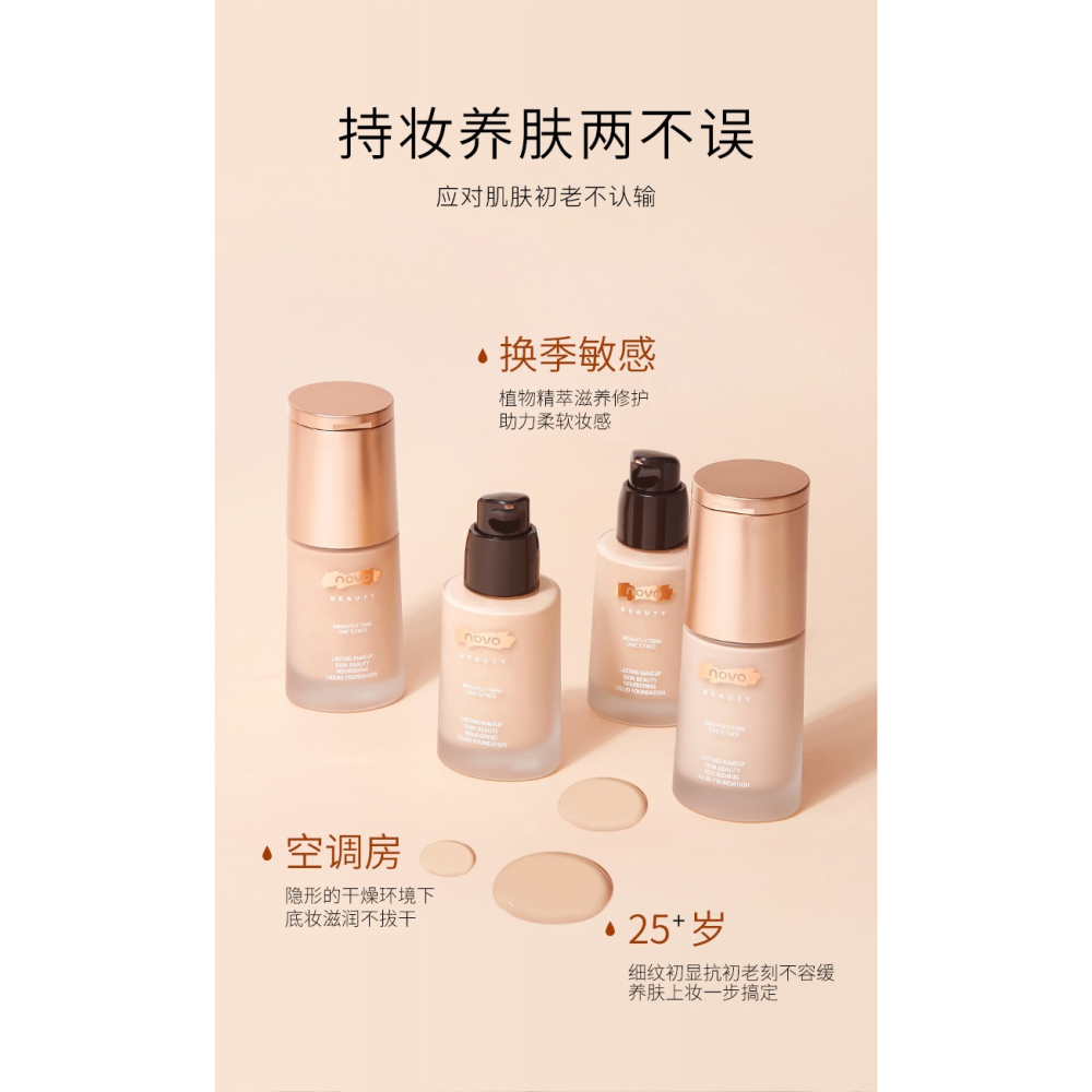 ✨台灣現貨 公司正品 NOVO奶油養膚粉底液 保濕遮瑕膏 控油防汗 持久不脫妝-細節圖7