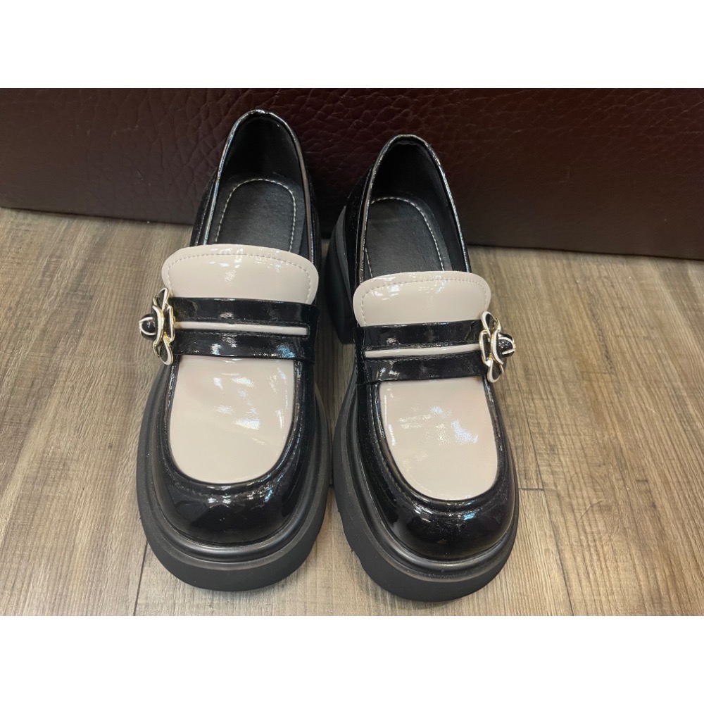 時尚韓風 白色厚底樂福鞋-細節圖2