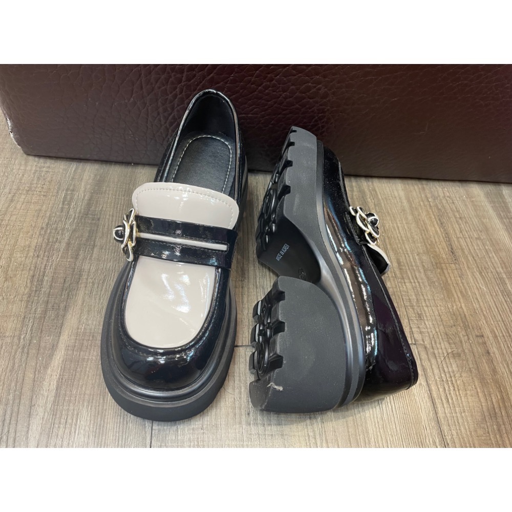 時尚韓風 白色厚底樂福鞋-細節圖3