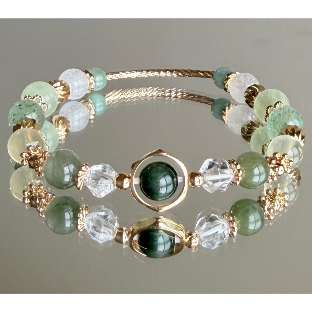 綠兔毛 × 葡萄石 × 檸檬黃水晶x綠草莓 × 綠碧石-細節圖2