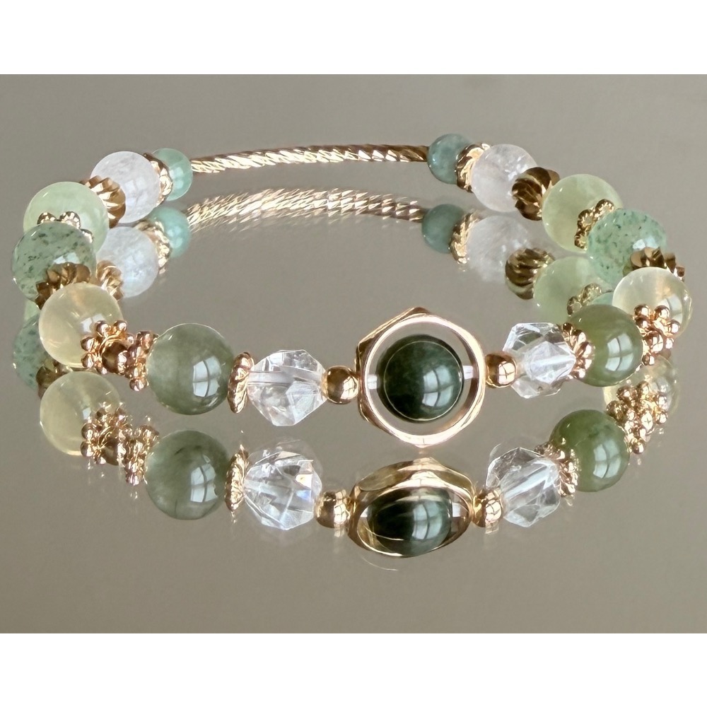 綠兔毛 × 葡萄石 × 檸檬黃水晶x綠草莓 × 綠碧石-細節圖3