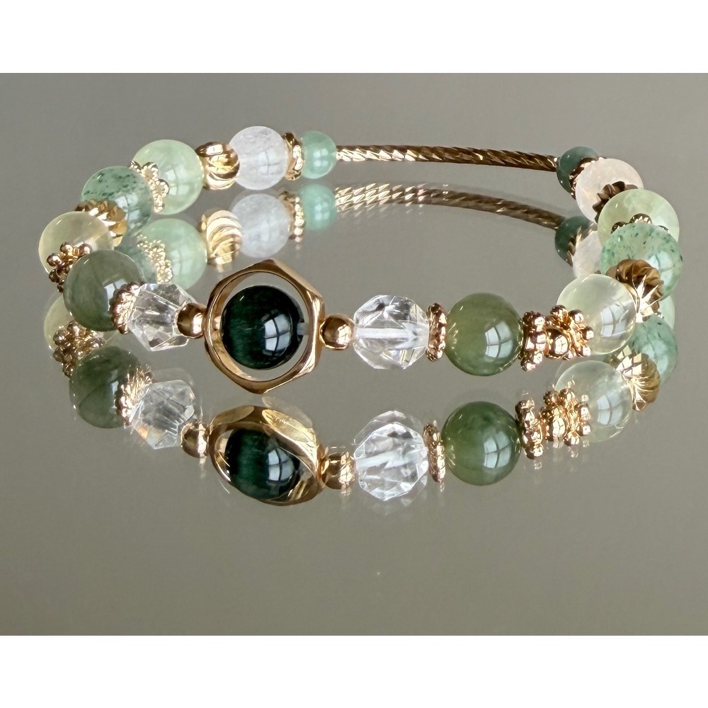 綠兔毛 × 葡萄石 × 檸檬黃水晶x綠草莓 × 綠碧石-細節圖4