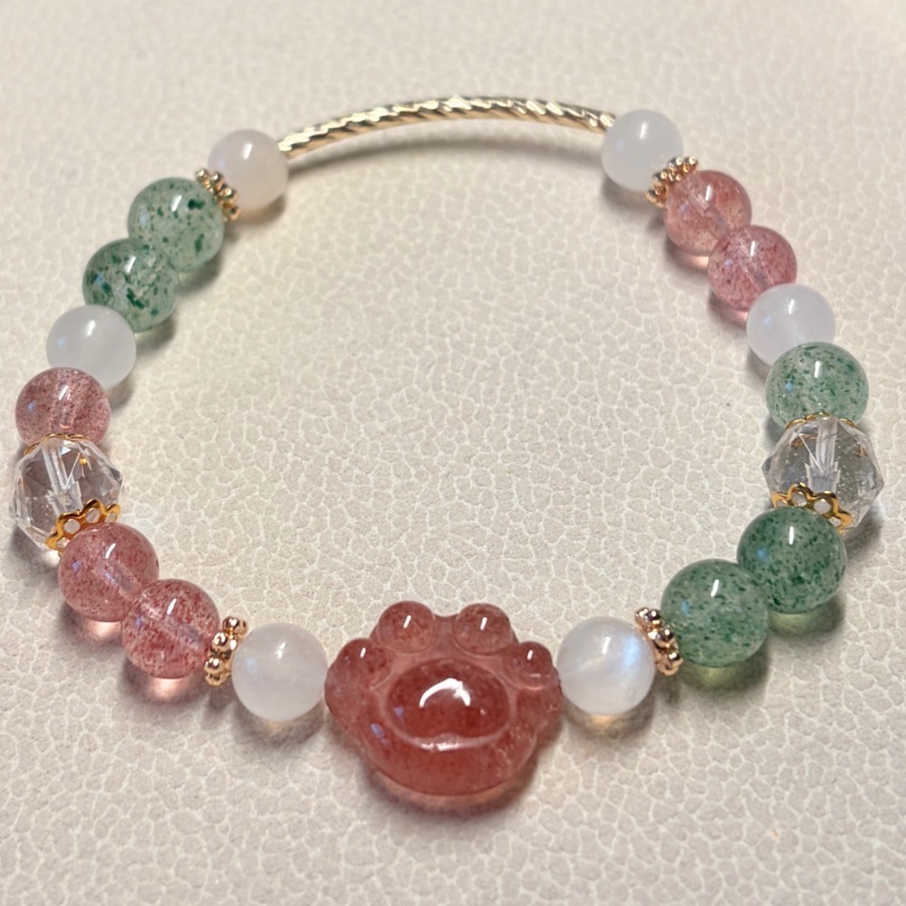 綠草莓 × 紅草莓 × 月光石 × 白水晶-細節圖3