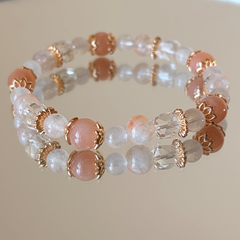 太陽石（橙月光）x奶霜雪花x白水晶-細節圖3