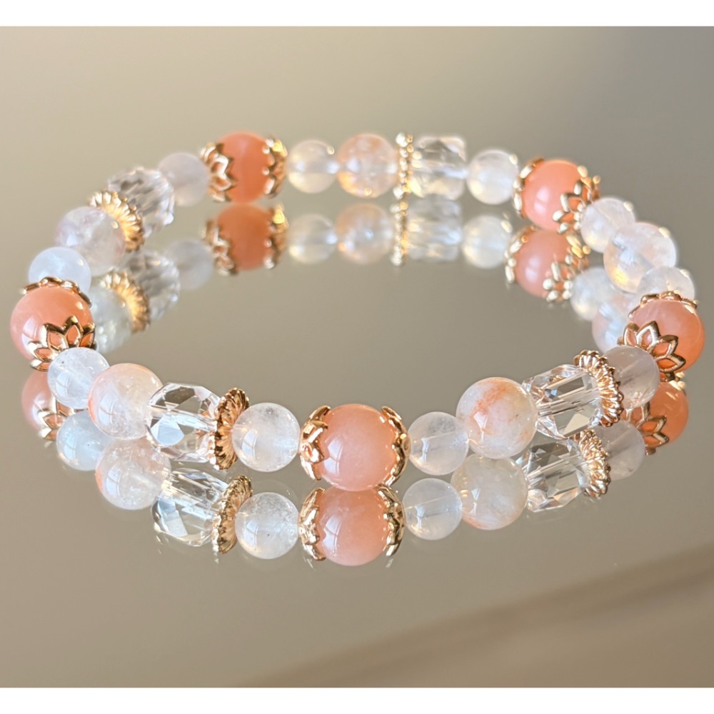 太陽石（橙月光）x奶霜雪花x白水晶-細節圖4