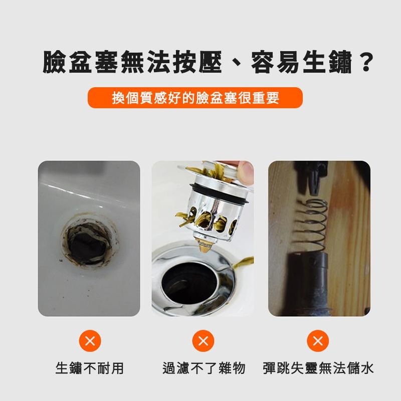 【海狸良品】【台灣現貨】臉盆漏水塞 按壓彈跳漏水塞 臉盆塞 防堵過濾器 彈跳塞 洗手盆漏水塞 按壓式漏水塞 堵水器 下-細節圖3