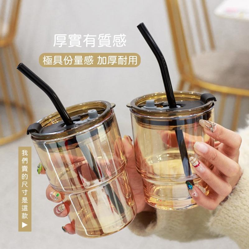 【台灣現貨】復古隨行玻璃杯 高顏值 竹節杯 ins風 帶蓋 吸管玻璃杯 水杯 隨行杯 玻璃杯 復古 好攜帶-細節圖3