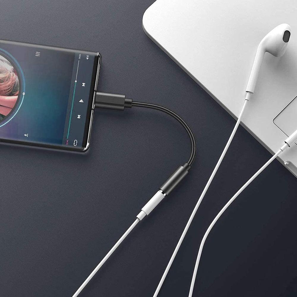 【atake】Type-C轉3.5mm音源轉接頭(編織線/可通話)(灰/黑) DAC轉接頭/轉接器-細節圖3