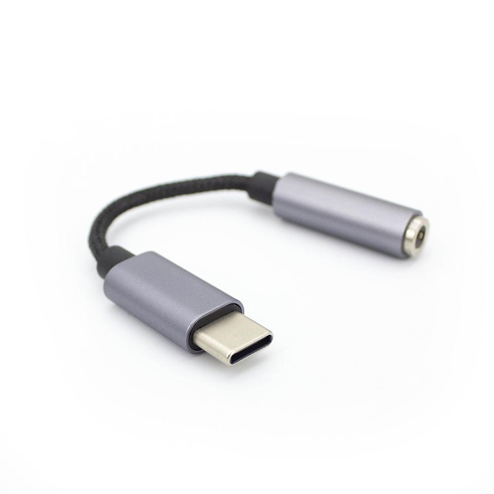 【atake】Type-C轉3.5mm音源轉接頭(編織線/可通話)(灰/黑) DAC轉接頭/轉接器-細節圖5