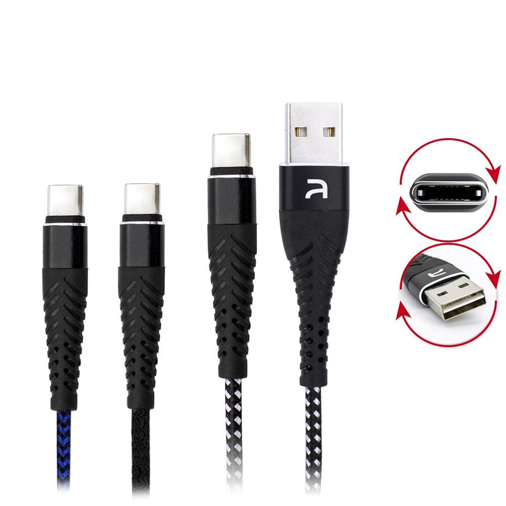 【atake】USB轉TypeC/Lightning/Micro充電傳輸線 3A快充線/QC快充/(顏色隨機)-細節圖2